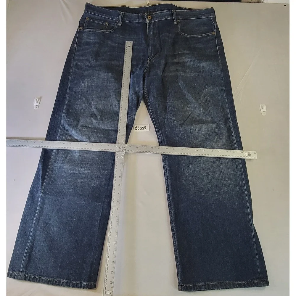 Levis Mens Straight Leg Dark Wash Denim Jeans Indigo Blue 38x31